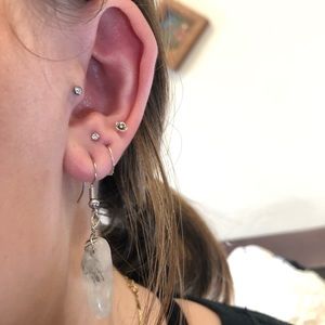 homemade black and white solid stone earrings